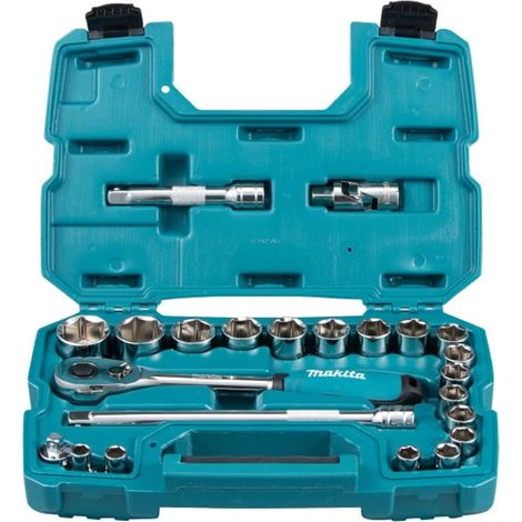 Makita – Coffret cliquet et douilles 1/2" 23 pièces – Pour vis et boulons – Acier au chrome vanadium – B65589 (1/5)