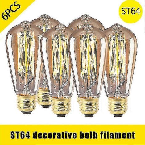 Lot de 6 ampoules rétro ST64 E27 40W blanc chaud style Edison vintage (1/5)