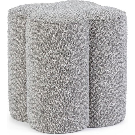 Pouf Bouclé Bianco Moderno da Interno - RACHEL (1/4)
