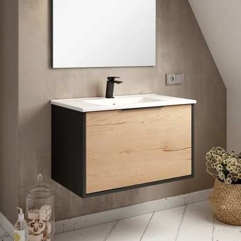 BATHME ONE Mueble de Baño con Lavabo 80 cm Negro - ref: CNB1NGRC+SA.LIECO8146