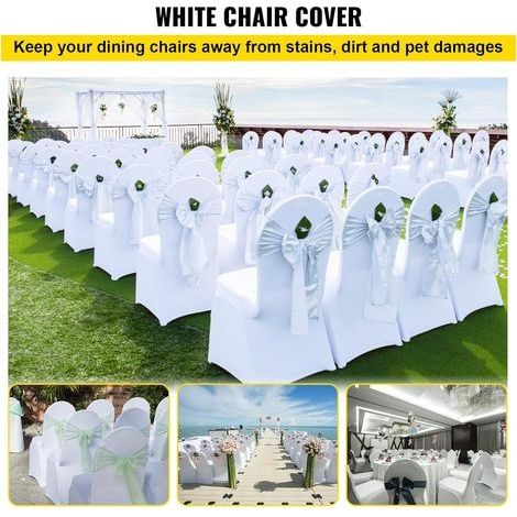 Stuhlhussen für Hochzeiten, Bankettstühle für Stühle ohne Armlehnen, elastische Partydekoration aus Polyester und Elastan (10 Stück, Weiß, Komplettset) (1/4)