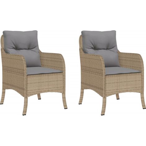 Maison Exclusive - Gartenstühle mit Kissen 2 Stk. Beigemischung P