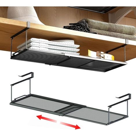 Basket of storage under shelf, organizer suspended, storage extendable under furniture for fender-eat, laundry room, shelf to shoes, black (1/5)