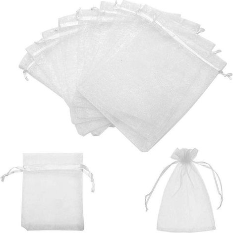 100 Pack, 7 x 9 cm Sac en Organza Sac à Bijoux, Sac à Bijoux invité Sacs Cadeaux avec Cordon de Serrage, pour Mariage, Anniversaire, fête de baptême, Baby Shower, Baby Shower (1/3)