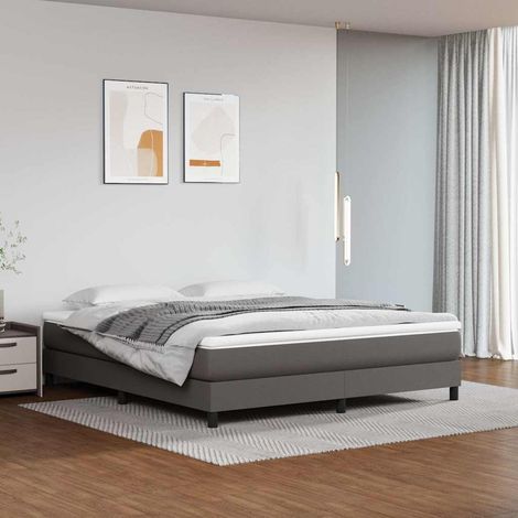 Estructura de cama con somier cuero sintético gris 180x200 cm (1/5)