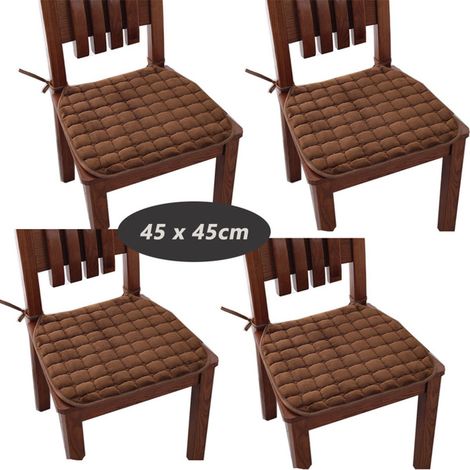 Lot de 4 coussins de chaise de jardin, 45x45 cm, forme arciforme, marron, pour salon extérieur et terrasse (1/3)