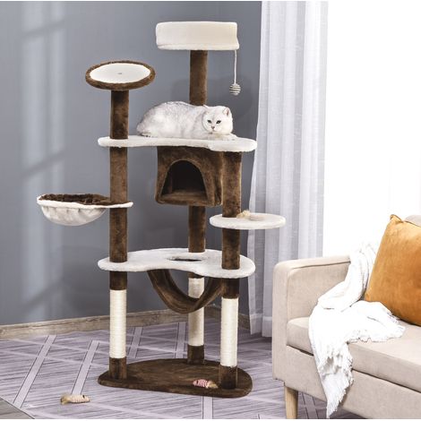 Katzenbaum mit Höhle, Hängematte und Plattform, 153 cm, braun OKMYHOME (1/5)