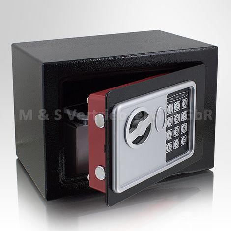 Bituxx Mini Tresor Zahlenschloss elektronisch Minisafe Wandtresor Wandsafe schwarz Safe Maße(B/H/T): 230mm x 170mm x 170mm Türstärke: 3 mm