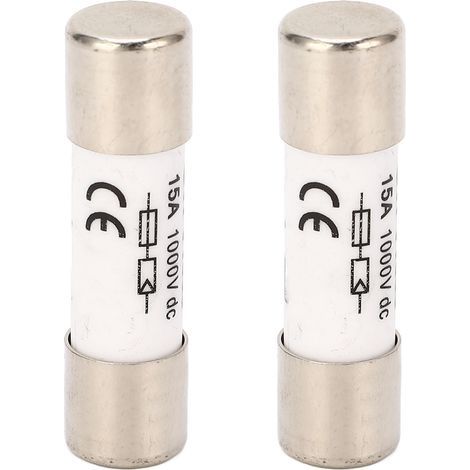 PV solar fuse, 2 pieces, 20kA breaking capacity, short-circuit protection, 1000VDC 15A photovoltaic (1/5)