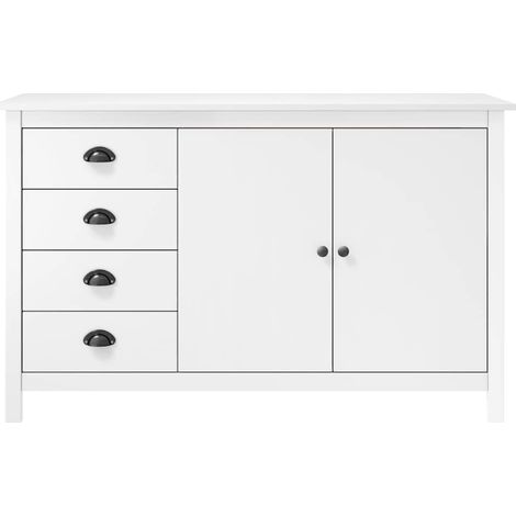 Credenza Madia Buffet Hill Bianca 130x40x80 cm in Legno Massello di Pino CDS87777 (1/5)