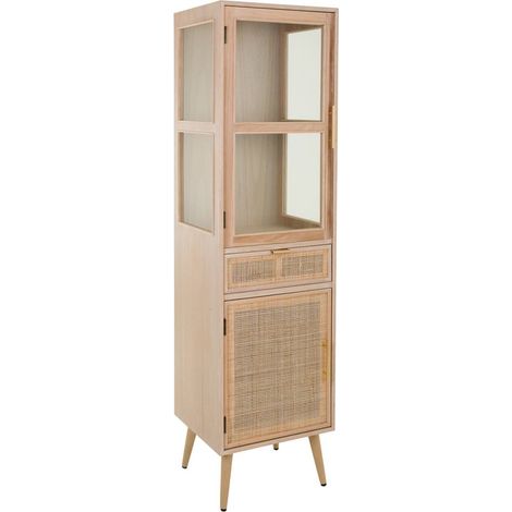 Vitrina de madera y rejilla marrón 46.5x40.5x173.5 (1/5)