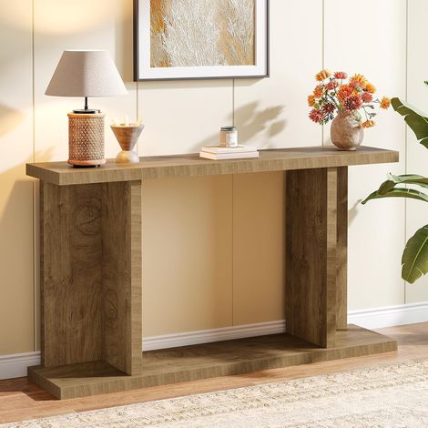 Tribesigns Table Console Longue de 140 cm, Table d'Appoint Étroite en Bois Derrière le Canapé, Meuble d'Entrée de Style Ferme pour Salon, Couloir (1/5)