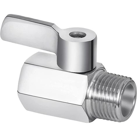 Robinet d'arrêt pour pommeau de douche, mini-robinet à bille en acier inoxydable 304, filetage NPT (1/2 pouce mâle x 1/2 pouce femelle) (1/4)