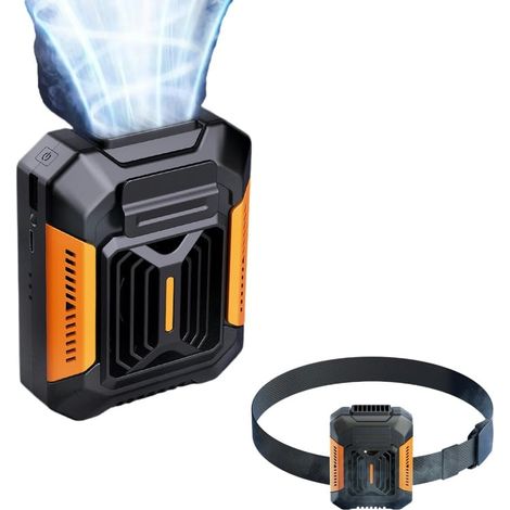 Ventilador portátil, de tipo cinturón, con 3 velocidades, que también se puede usar alrededor del cuello para acampar, actividades al aire libre y obras de construcción. (1/5)