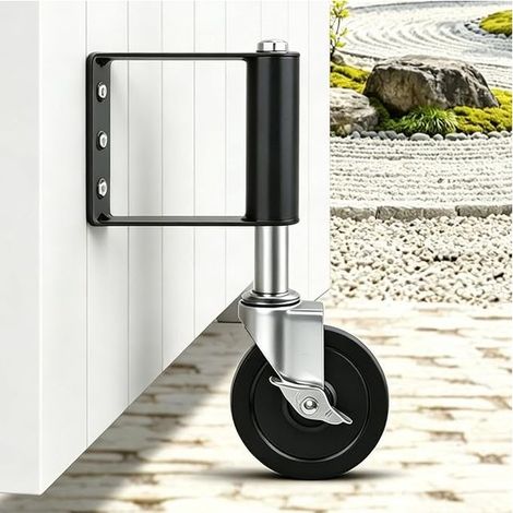Gate Wheel 100 mm with Brake Steel Spring Fence Rubber Wood Door Caster Doors Wheels 100 kg, Black (1/3)