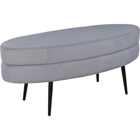 Pouf en Velours Côtelé "Otto" 100cm Gris Clair (1/5)