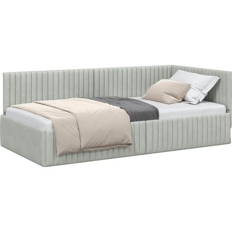 Maison Exclusive - Cornice del letto ad angolo Grigio chiaro 100 cm x 200 cm (1/5)