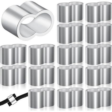 25 Viroles en Aluminium Manchons à Sertir en Aluminium Manchons de Presse de Sertissage de Fil pour Corde de Bâche de Remorque 8 mm Corde d'Extension (Manches Doubles, 0,78 x 0,48 Pouces) (1/5)