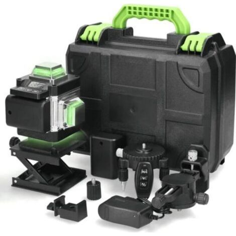 Niveau Laser 16 Lignes, Niveau Laser 4 x 360° Autonivelant, Niveau Laser avec 2 Batterie Rechargeable 2400mAh, avec Support Mural, pour Travaux de Construction et Décoration Intérieure