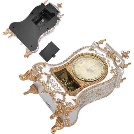 Tischuhr im Vintage-Stil aus Kunststoff, antik, dekorativer Wecker für Zuhause, Hotel oder Schreibtisch (weiß) (1/5)