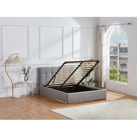Letto con contenitore 160 x 200 cm Tessuto bouclette Grigio - MAZIRI