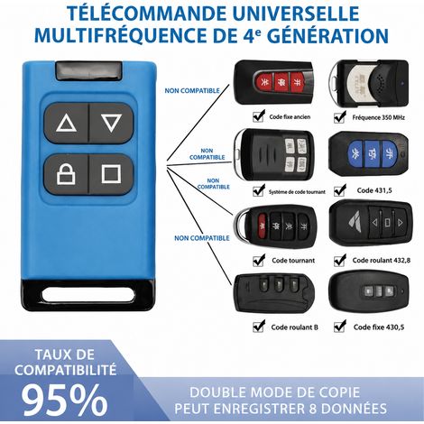 Télécommande copieuse 4 touches multifréquence 4e génération 95 10 g – Livraison gratuite