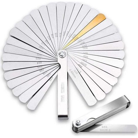 Jeu De Cales D'Épaisseur 32 Lames Acier Inoxydable 90 Mm Cale Mécanique Double Moteur Bougie Soupapes (1/4)