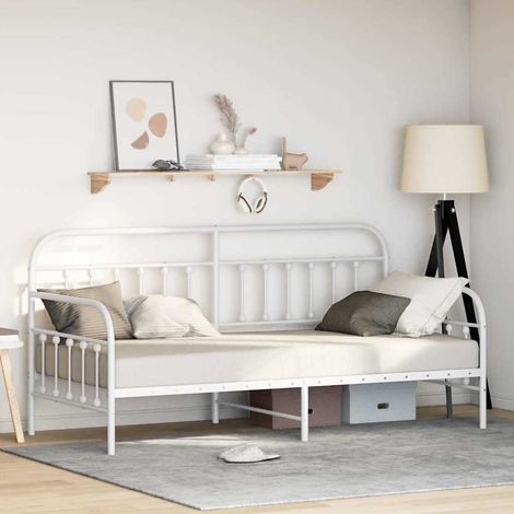 Cadre de lit,Structure de lit,Lit Adulte de jour Blanc 100 x 200 cm Acier enduit de poudre (1/5)