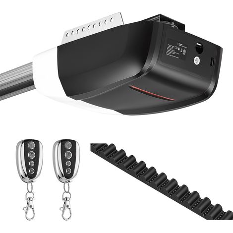 Mophorn Apriporta per Garage con Forza di Trazione di 1000 N in Bianco e Nero, Binario Robusto in 4 Sezioni, 2 Telecomandi e Luci LED, Controllo Interno con Pulsante One-touch (1/5)