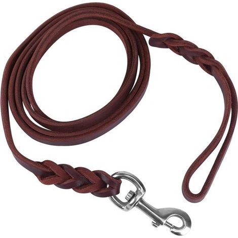 Braune, geflochtene Leder-Hundeleine – Hundetraining – geeignet für mittelgroße bis große Hunde – strapazierfähige Leine – Länge: 2,1 Meter