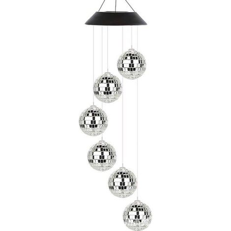 Lampe carillon éolien solaire à boule de cristal changeante de couleur, suspension LED à énergie solaire (1/5)