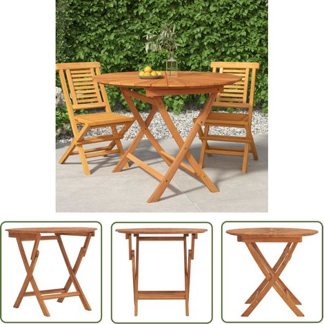 The Living Store Table pliable de jardin Ø 85x75 cm bois massif de teck - Table De Jardin - Table Extérieure - Table Pliante - Teck Massif - Mobilier De Jardin (1/5)
