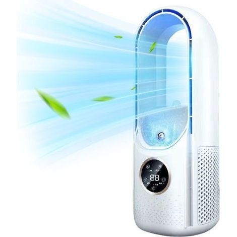 (Weiß) Rotorblattloser Ventilator, 6 Geschwindigkeitsstufen, Sleep-Timer, Weitwinkelkühlung, geräuschlose Negativ-Ionen-Technologie, Weiß (1/5)
