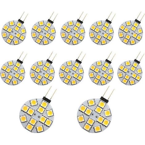 Lot de 12 ampoules LED G4 rondes à culot latéral 5050 12SMD pour camping-car, lampe de lecture, lumière chaude W-Xin-AquaForge (1/5)