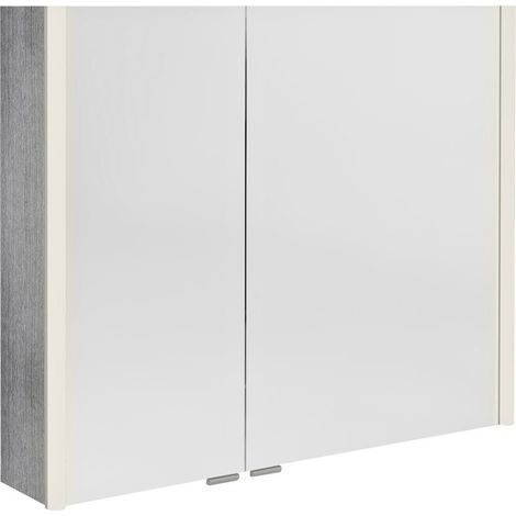 ALIX Armoire à miroir avec éclairage LED 86x70x17,5cm, chêne argenté