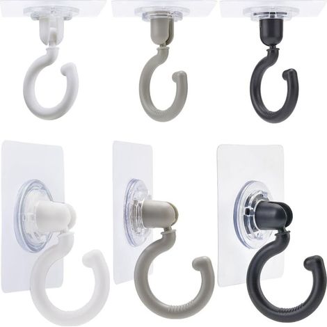 selbstklebende Deckenhaken, Wandhaken, kein Bohren erforderlich, selbstklebend, schwenkbare Deckenhaken, 360°/180° drehbar, Montagehaken zum Aufhängen von kleinen Pflanzen und Handtüchern (1/5)
