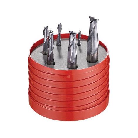 Set di frese a candela No. 922 D.3 / 4/5/6/8 / 10mm Z.2 in metallo duro integrale TiAlN Bussola tonda da 6 pezzi DORMER