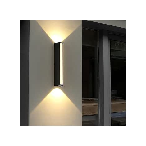 LED Applique Murale Interieur Exterieur, Noir 15W Lampe Murale Extérieures en Aluminium IP65 Étanche, Blanc Chaud 3000K pour Couloir Jardin Chambre Terrasse (1/5)
