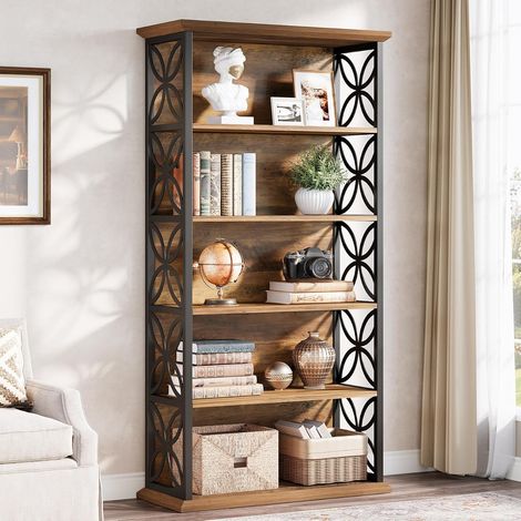 Tribesigns – Bibliothèque haute 180,3 cm – Cadre en métal – 6 étagères ouvertes – Rangement pour maison, bureau, salon, chambre (1/5)