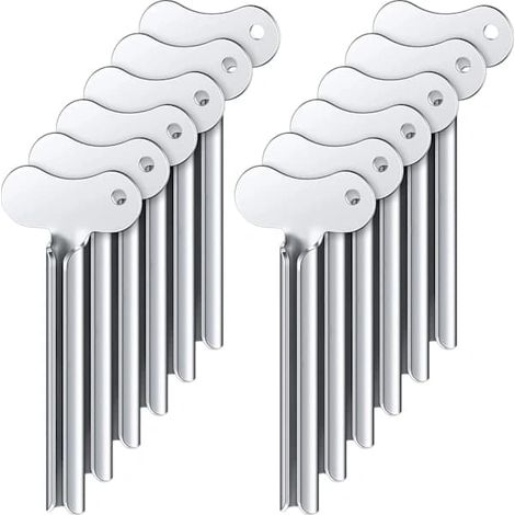Ecleanfy - Pince à tube réutilisable en acier inoxydable, conception ergonomique pour extraire la dernière goutte, lot de 12 peu encombrant, pour divers produits tubulaires de k... (1/5)