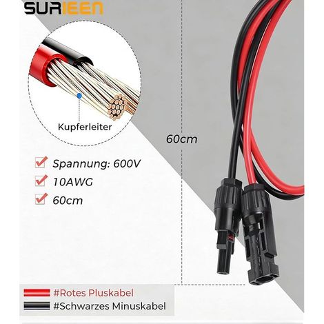 Anderson Fiche solaire vers câble de connecteur 50 A, fiche 10 AWG pour panneau solaire, kits de connecteurs RV (1/5)