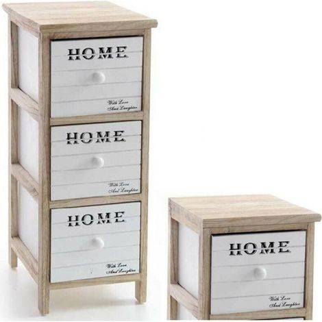 YMYNY Kommode mit 3 Schubladen, H62, 26 x 32 cm, Weiß, Naturholz, moderne Aufbewahrung – (1/2)