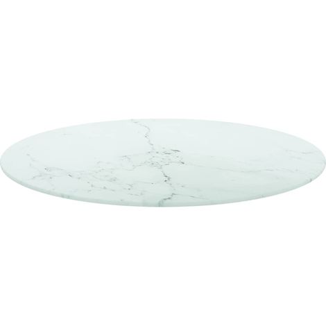 Maison Exclusive - Tischplatte Weiß Ø60x0,8 cm Hartglas in Marmor (1/4)