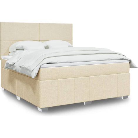 Boxspringbett mit Matratze Creme 180x200 cm Stoff