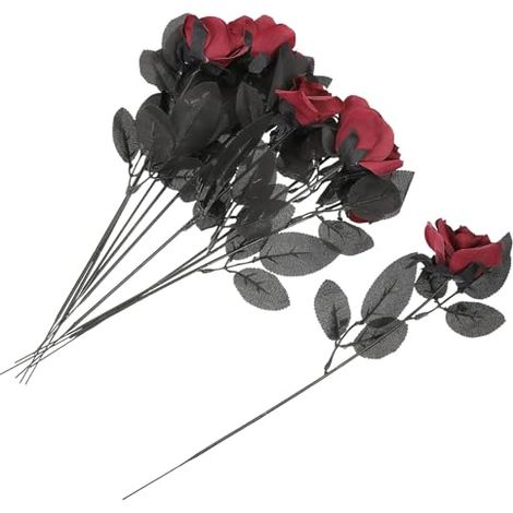 Accessoire de Fleur pour fête d'halloween, Décoration de Fleurs de Rose, Lot de 10, Fleur Artificielle en Polyester et Plastique, pour Room, Taking Photos During The Halloween (1/5)
