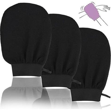 3-teiliges Peeling-Handschuhset für Bad und Dusche – Schwarz (1/5)
