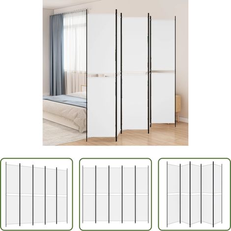 Raumteiler - 5-tlg. Paravent Weiß 250x220 cm Stoff (1/5)