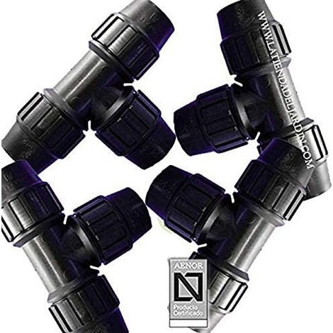 4 Stück T Polyethylen 20mm für Polyethylenrohr 20mm PE-Zubehör mit Aenor-Zertifikat T für Bewässerung und Sanitär