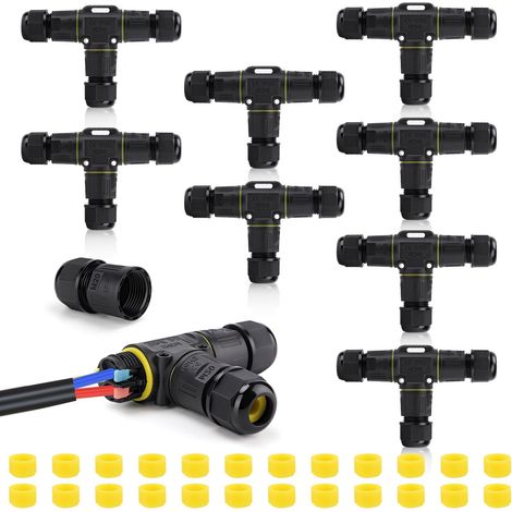Connecteur Étanche Forme de T 8 Pièces Raccord Electrique Etanche IP68 (1/5)