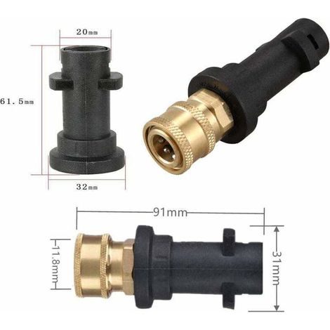 2PCS Adaptateur pour pistolet de lavage sous pression, pour raccord rapide 1/4'' Compatible avec les nettoyeurs haute pression Karcher/Kärcher K Series K2, K3, K4, K5, K6, K7 (1/4)